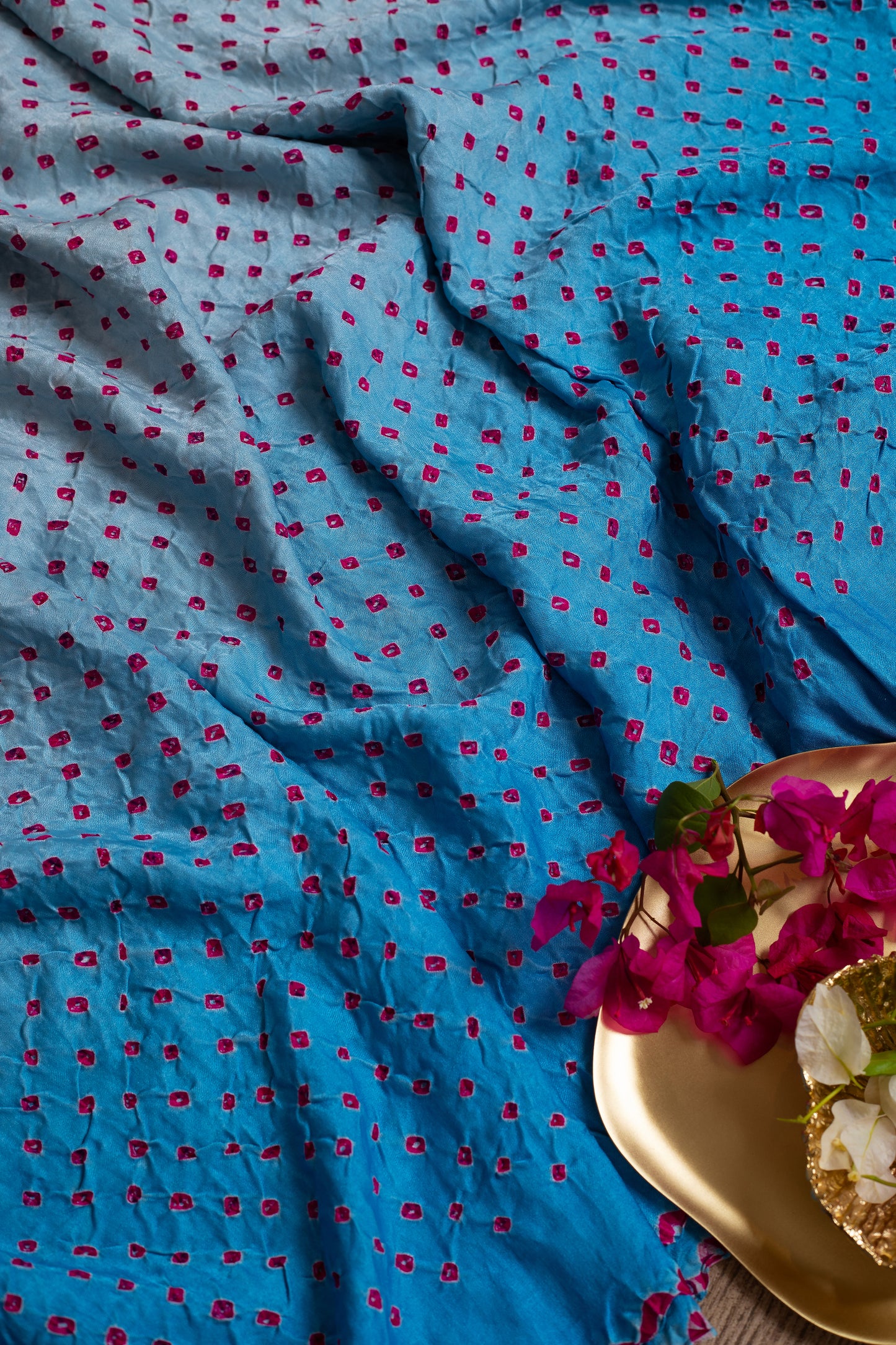 Sky Blue Bandhani Saree