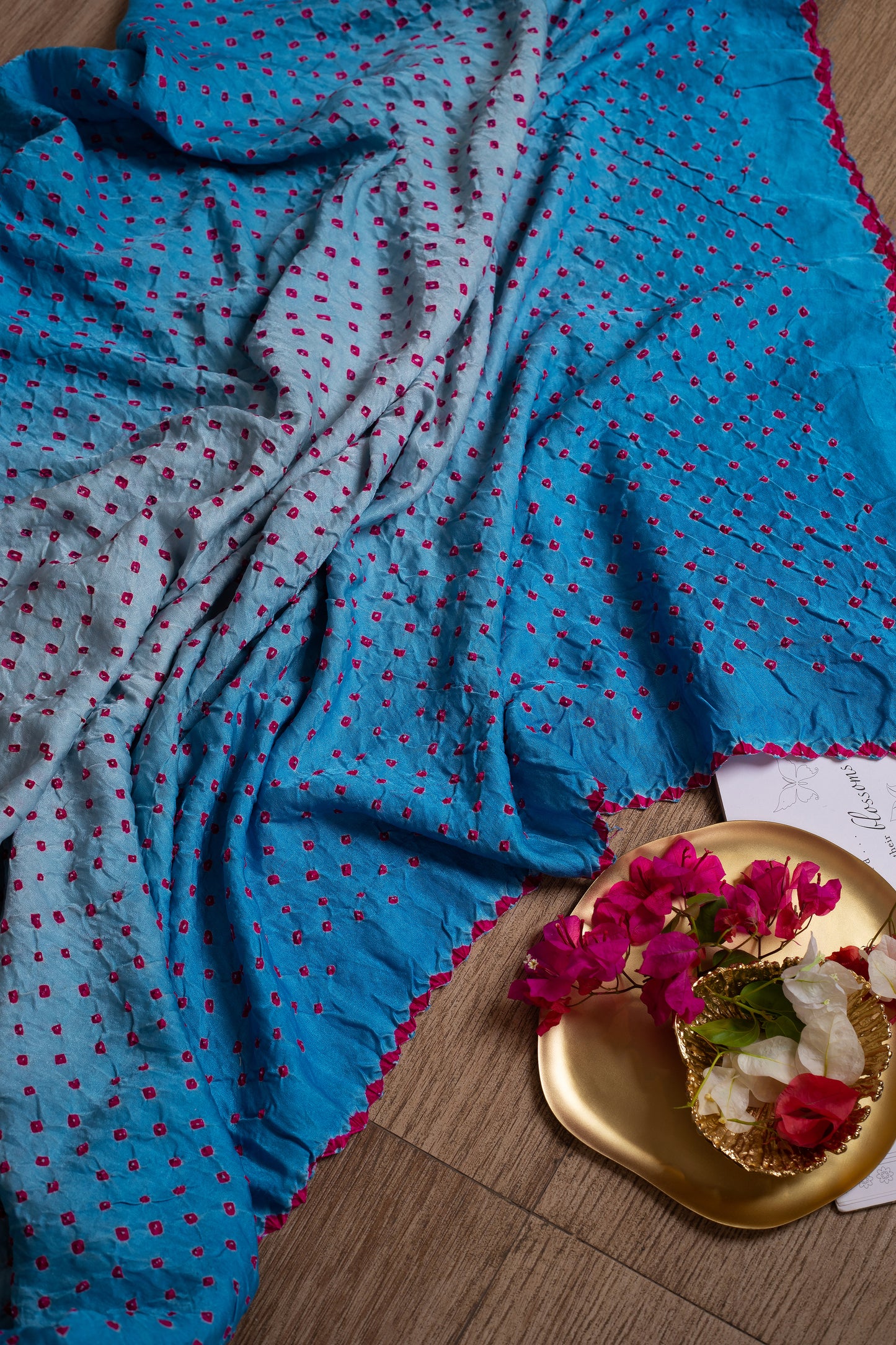 Sky Blue Bandhani Saree