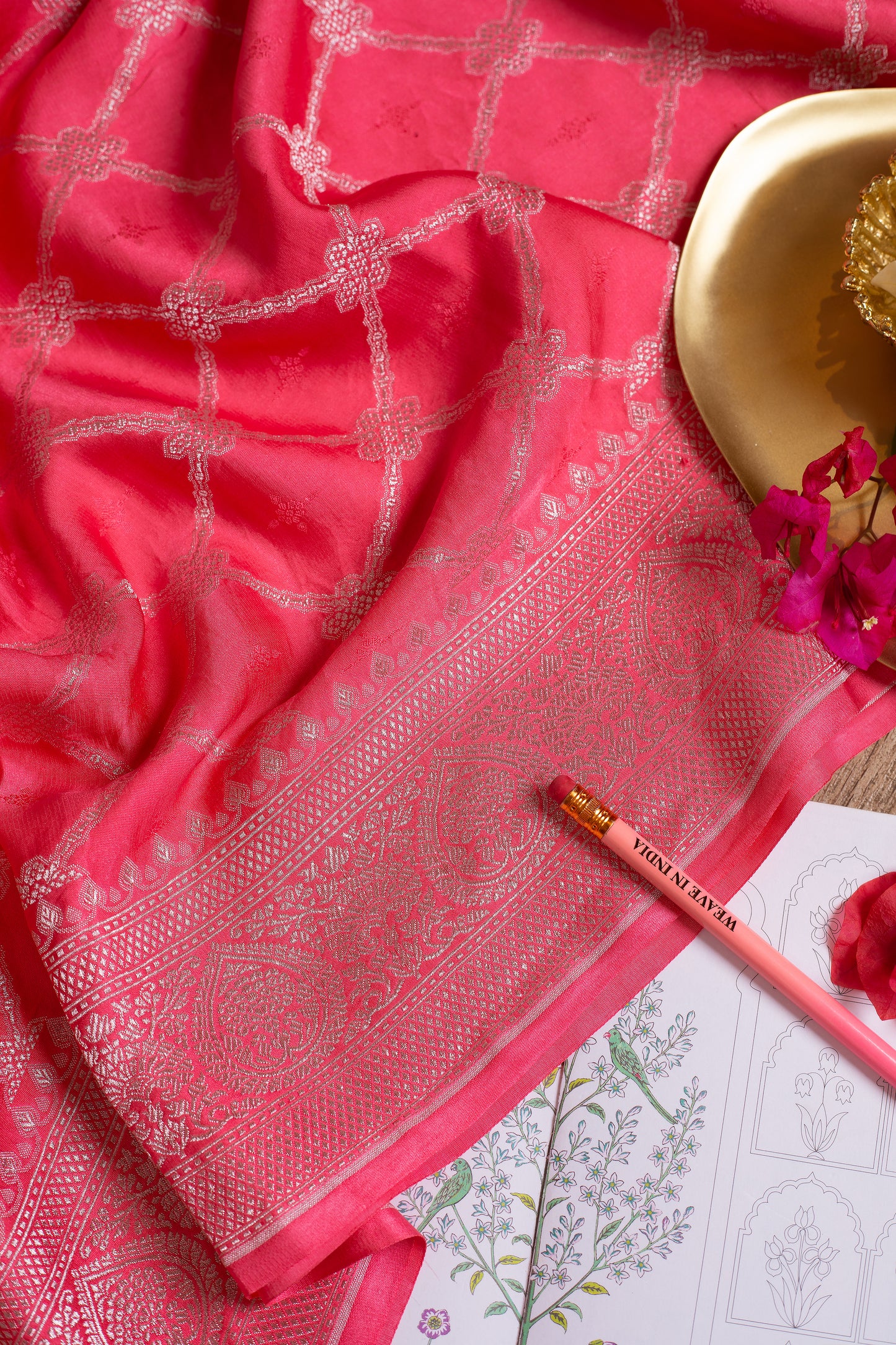 Peach Mashru Silk Saree