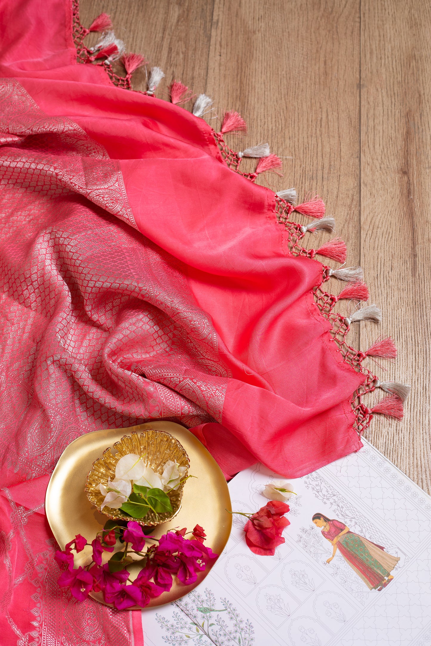 Peach Mashru Silk Saree