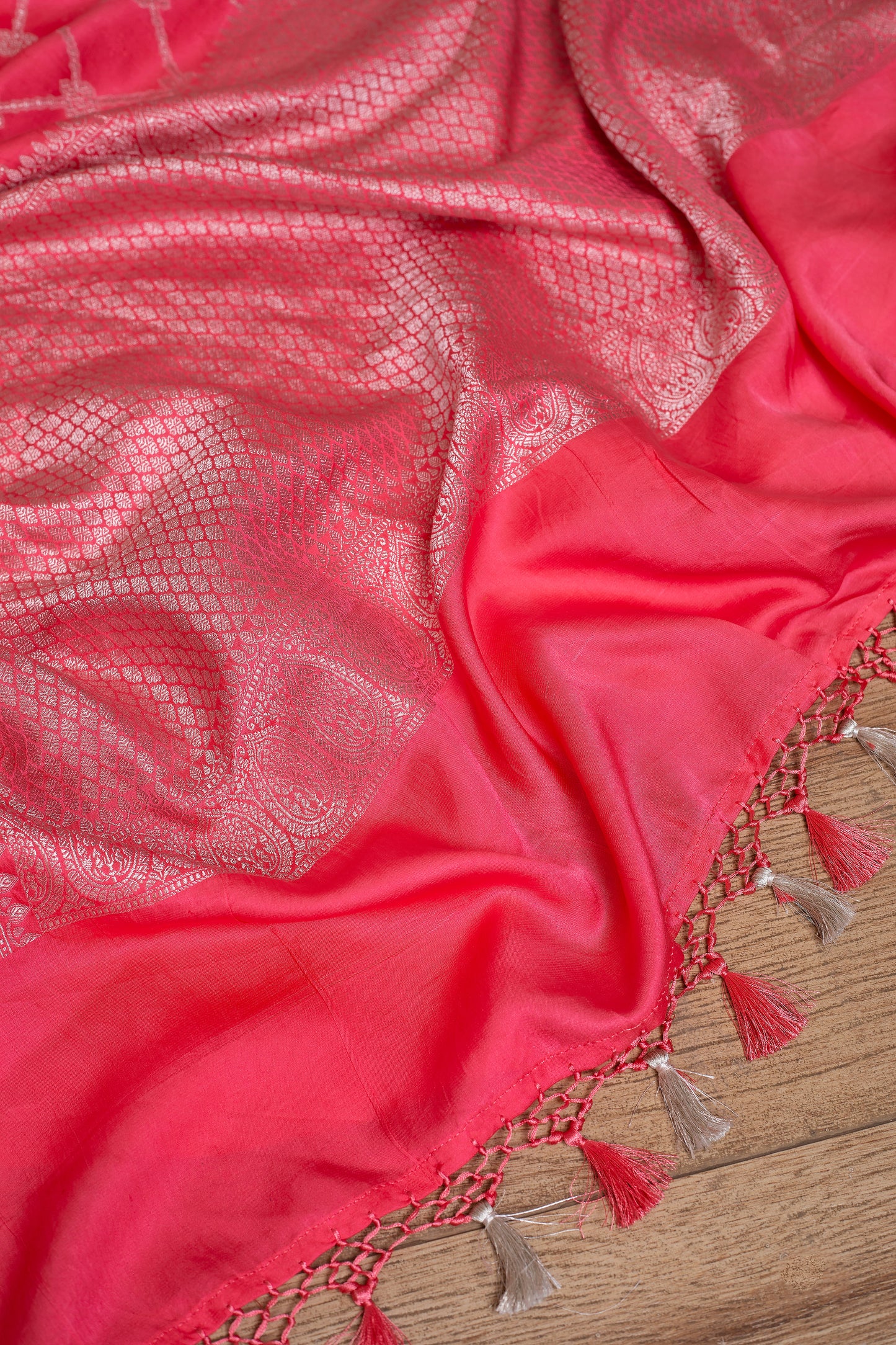 Peach Mashru Silk Saree
