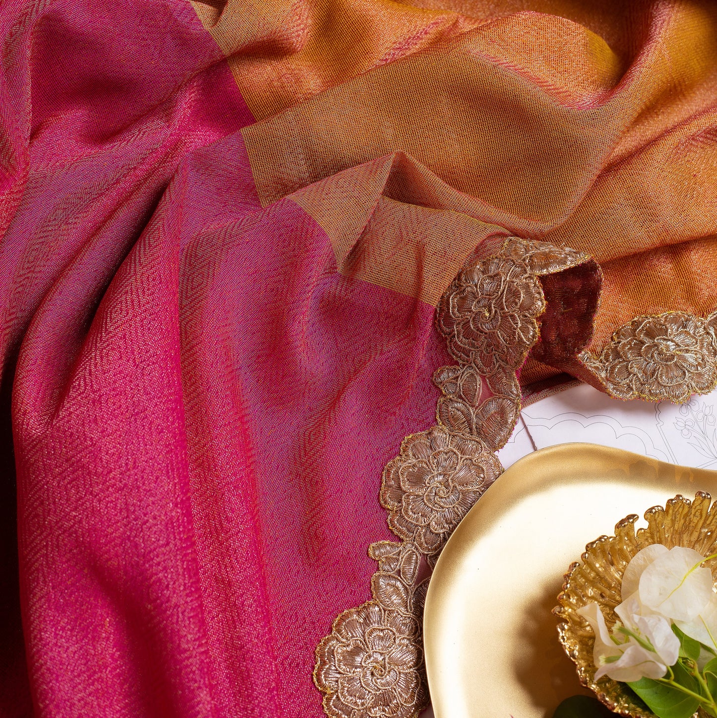 Double shaded Silk Soft Tissue Saree