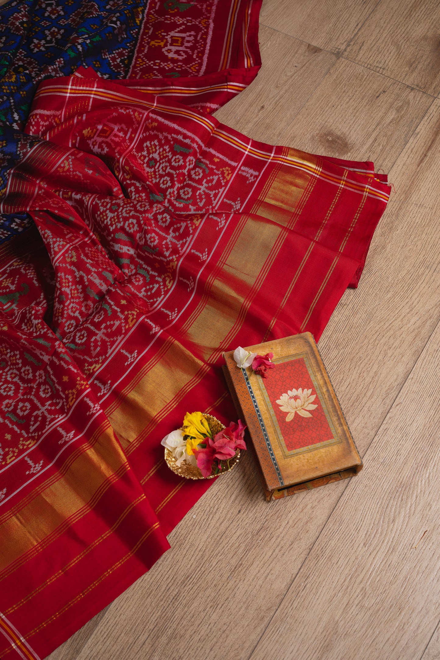 Royal Blue Navratna Semi Patan Patola Saree