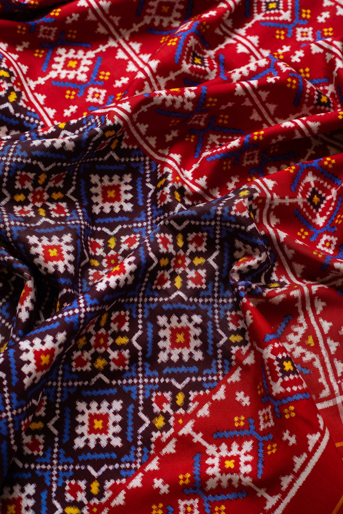 Geometric Blue Patan Patola Saree