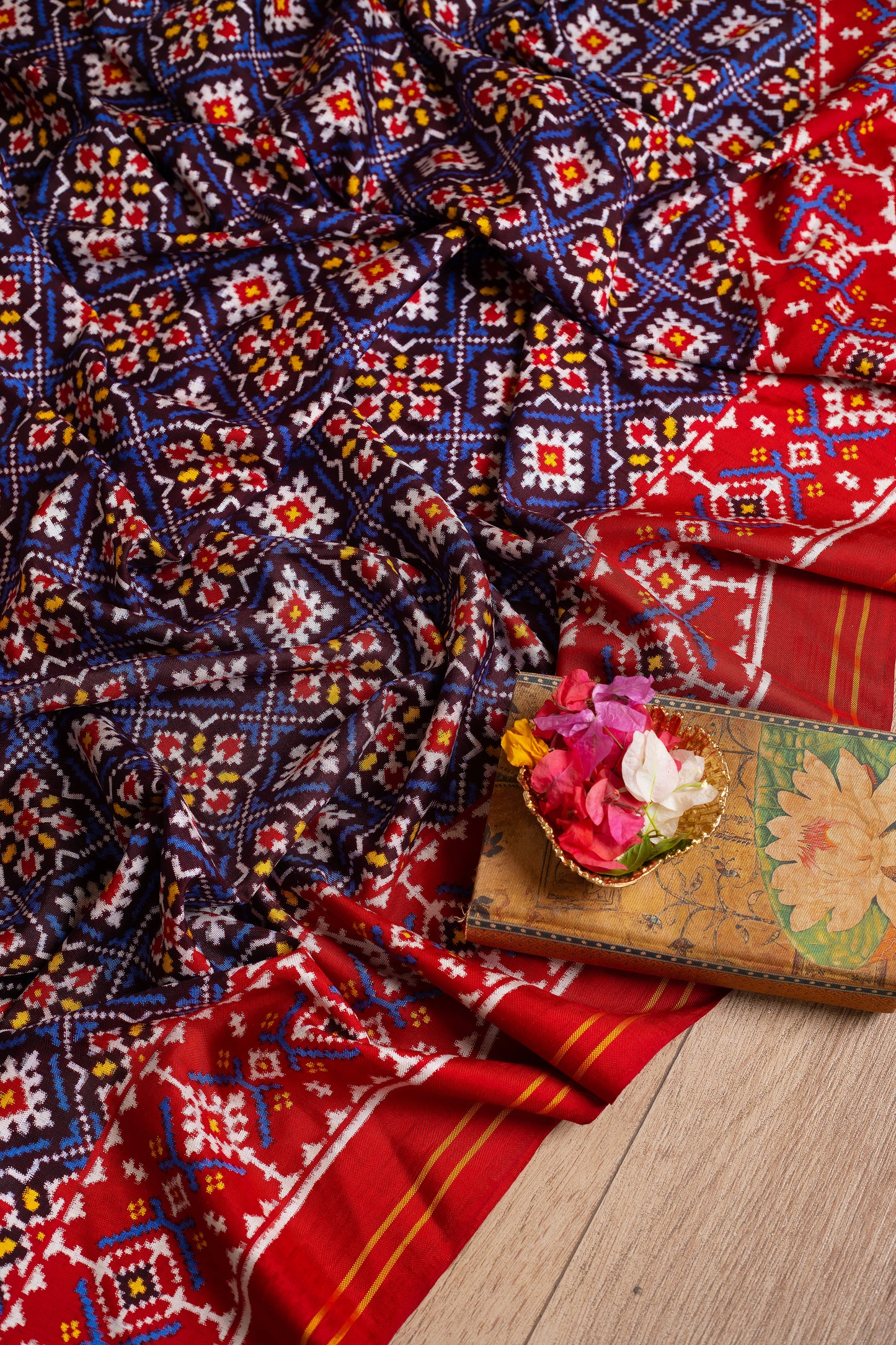 Geometric Blue Patan Patola Saree