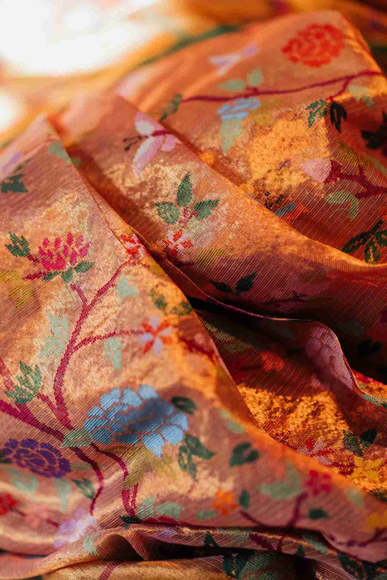 Stylewali in Rose Gold Kota Doria Saree