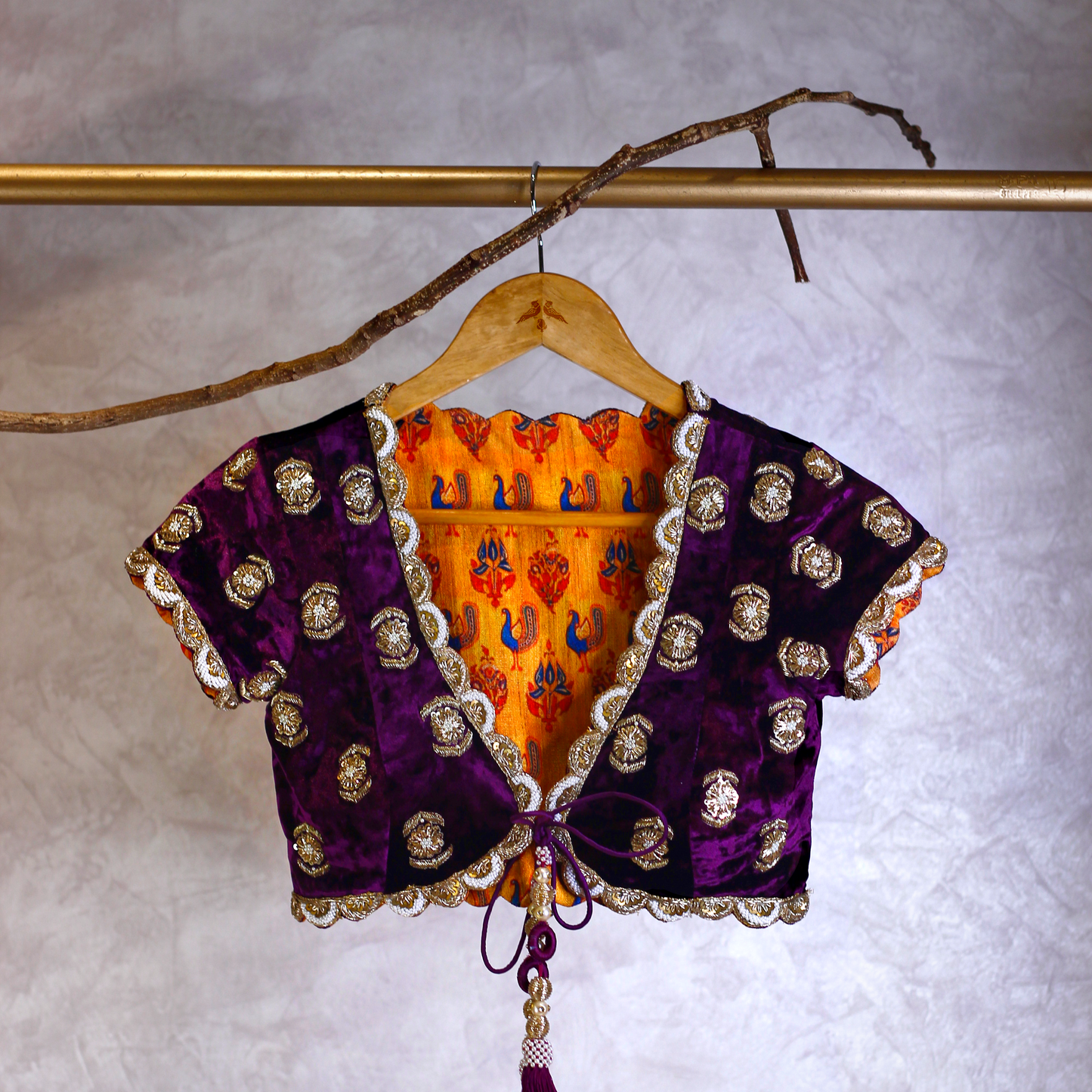 Best Seller Purple Velvet Blouse with Gota Patti and Zardosi Work