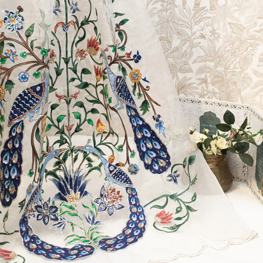 Offwhite Hand Painted Organza Sari