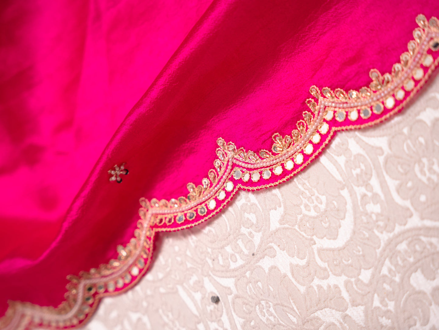 Regal Rani Pink Silk Saree with Gota Embroidery