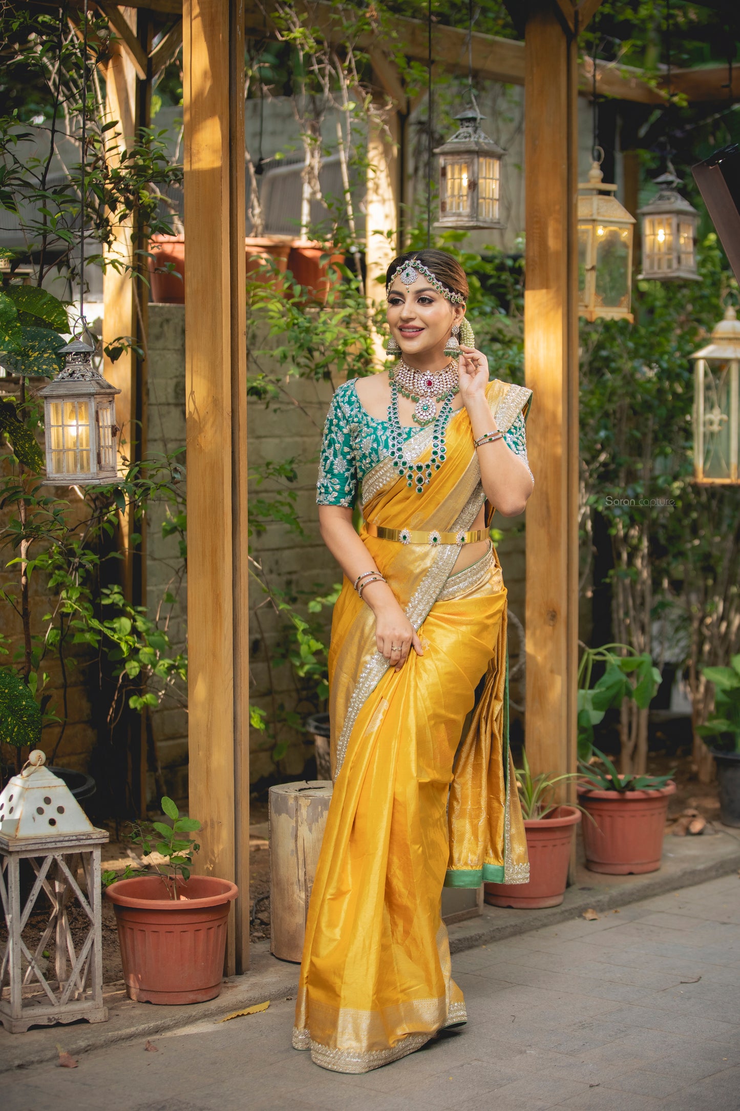 Gold Tissue Kanjivaram with Hand Embroidery