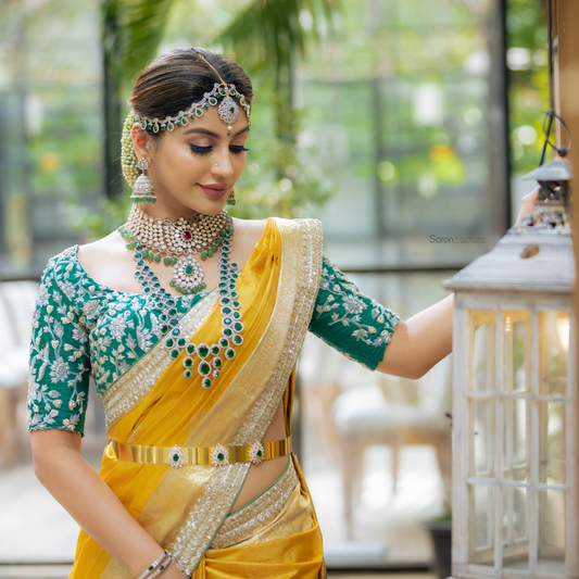 Gold Tissue Kanjivaram with Hand Embroidery