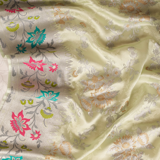 Pista green mashru silk saree