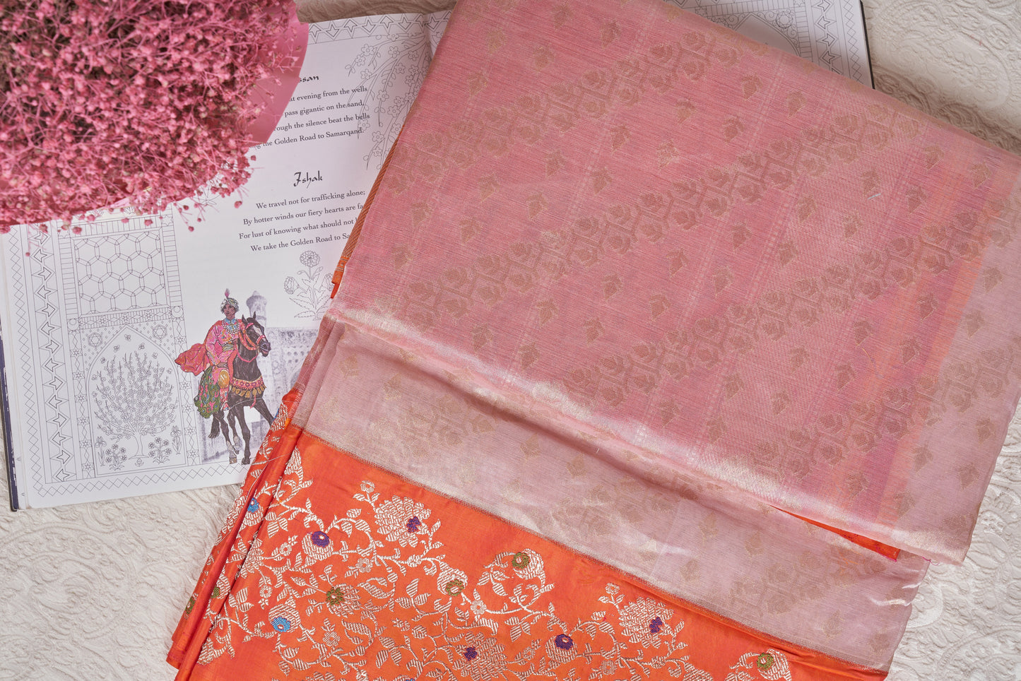 Powder Pink Banarasi Silk Saree