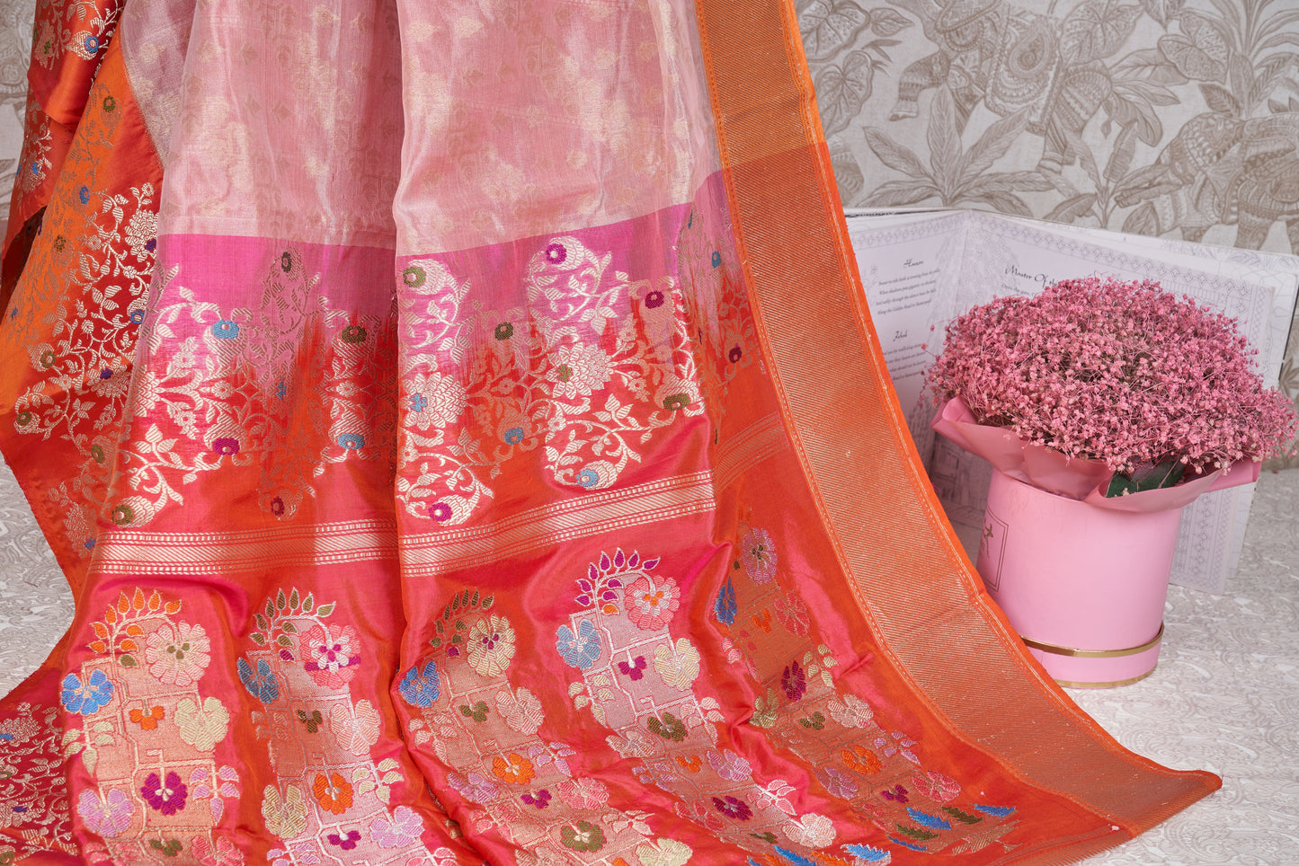 Powder Pink Banarasi Silk Saree