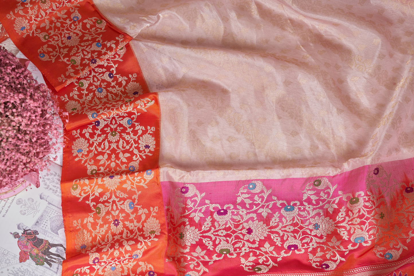 Powder Pink Banarasi Silk Saree