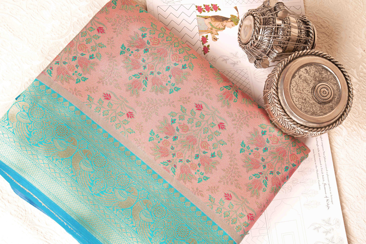 Bleached Mauve Kanjivaram Tissue Silk Saree