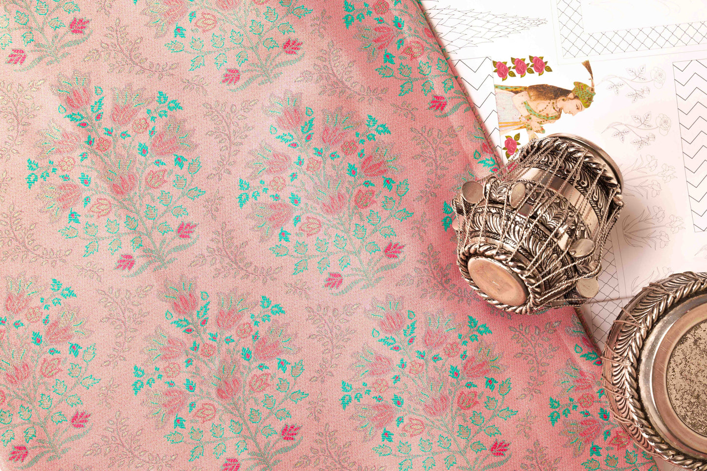 Bleached Mauve Kanjivaram Tissue Silk Saree