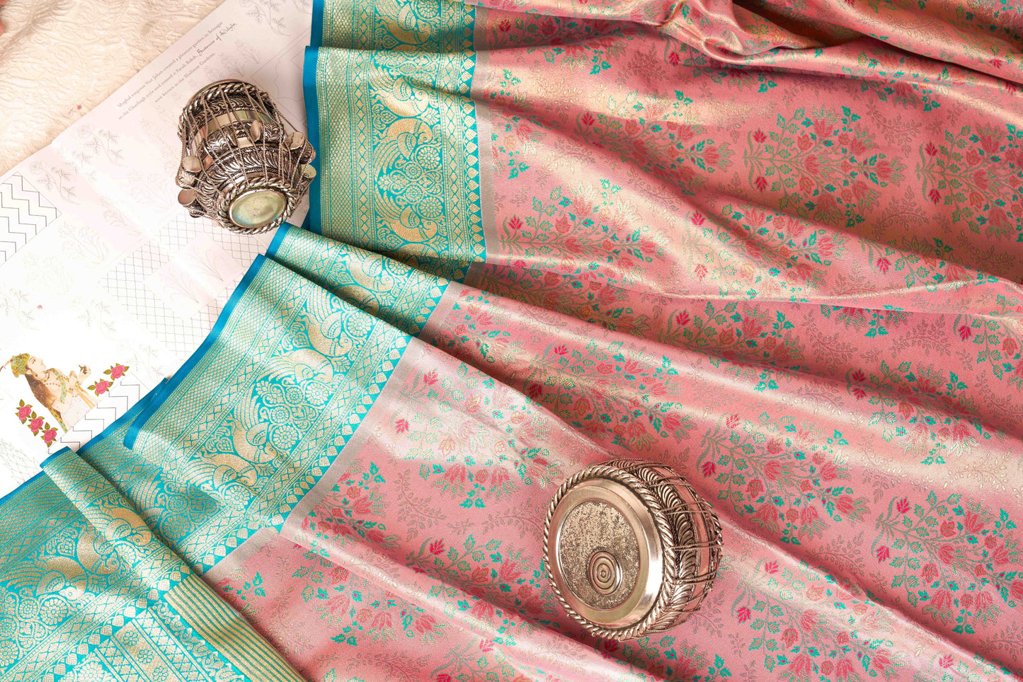 Bleached Mauve Kanjivaram Tissue Silk Saree
