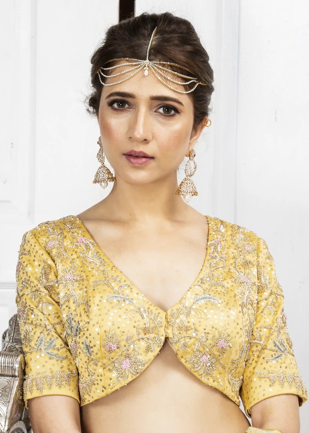 Timeless Yellow Silk Blouse with Resham and Zardozi Embroidery