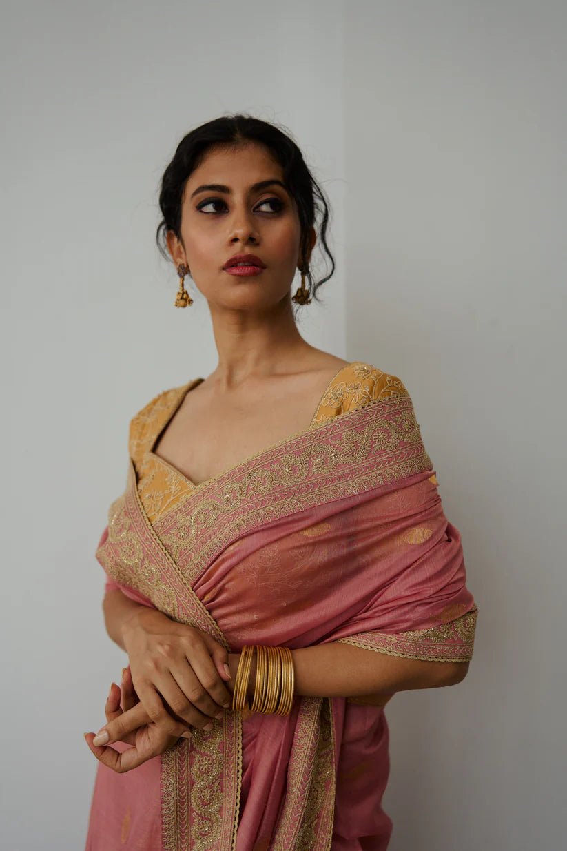 Anchovies Saree Old Rose