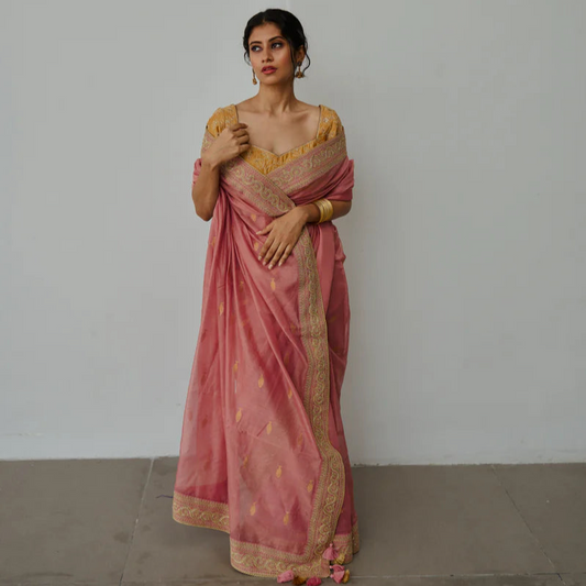 Anchovies Saree Old Rose