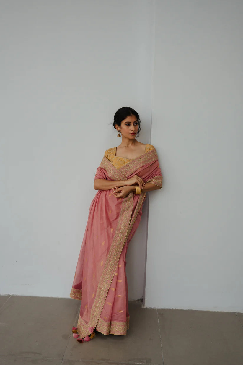 Anchovies Saree Old Rose