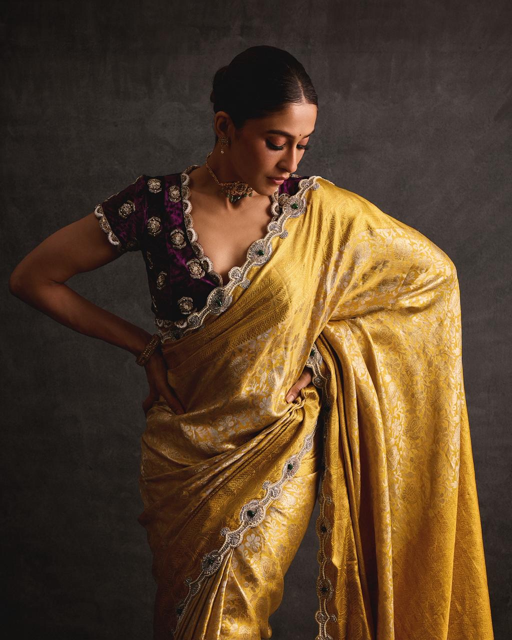 Lime Yellow Pure Silk Kanjivaram Saree with Heavy Embroidered Border