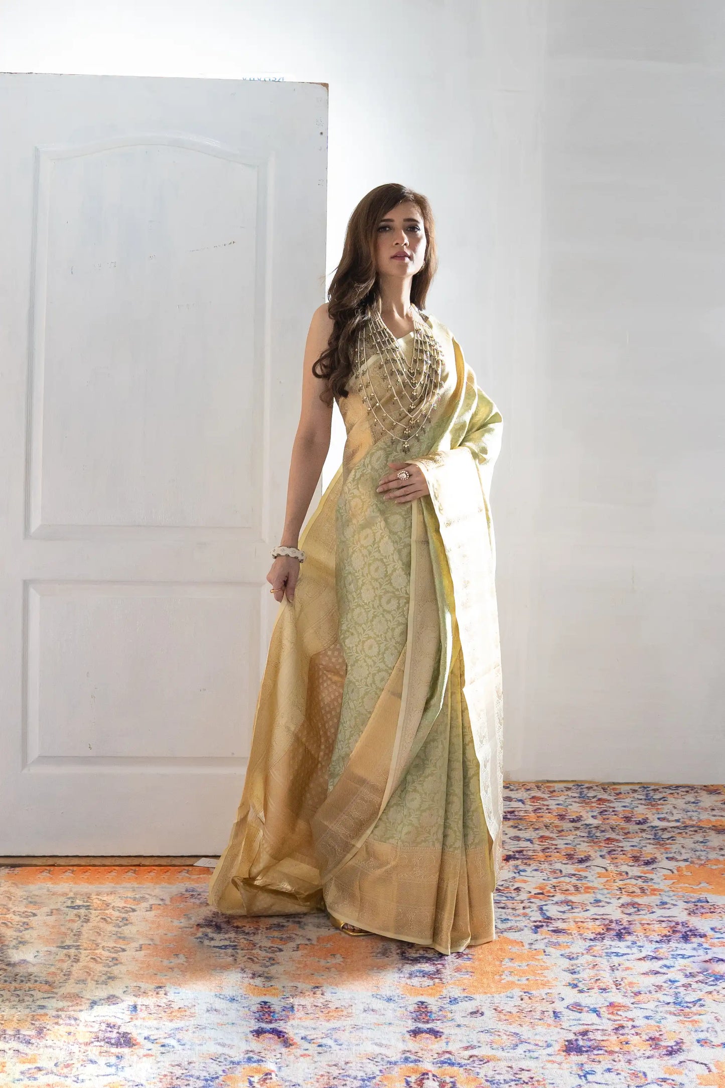 Mint green Tissue Kanjivaram Silk Saree