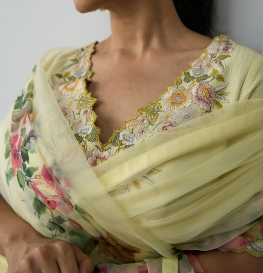 FLORAL FANTASY BLOUSE SET - MINT GREEN