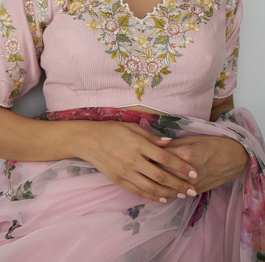 FLORAL ECSTASY BLOUSE SET - PINK