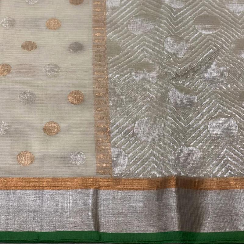 Ecru Kota Silk Saree Pre-Order - WeaveinIndia