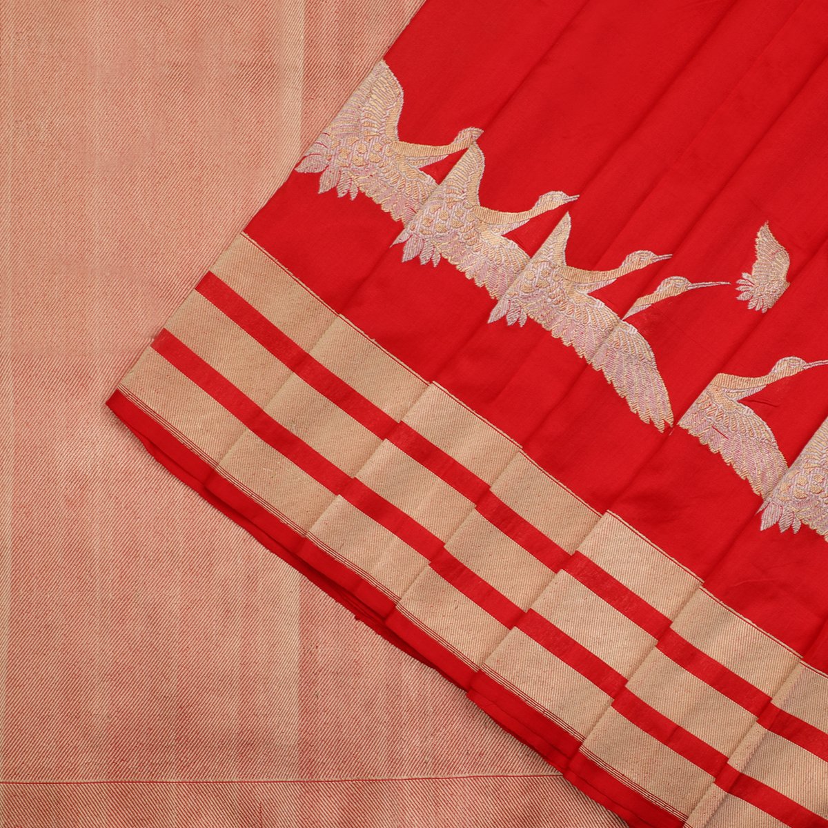 Chilli Red Banarasi Silk Saree - WeaveinIndia