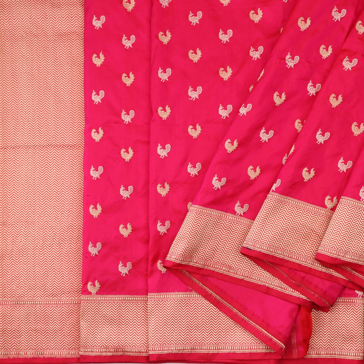 Handwoven Crimson Red Banarasi Silk Sari - WIIBT0087 - Cover View