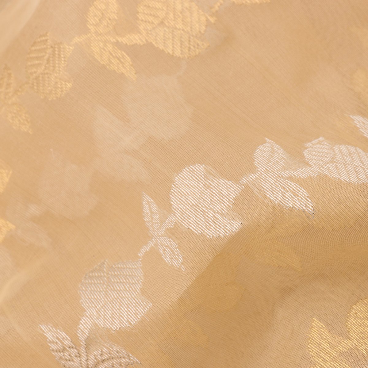Handwoven Bane Baar Chanderi Silk Sari - WIIHSBH003 - Fabric View