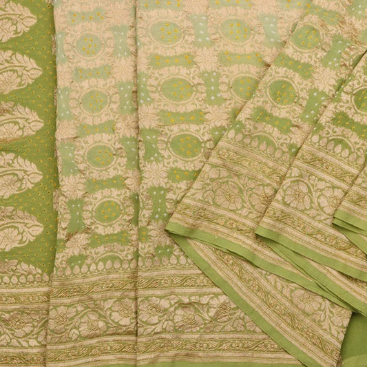 Meadow Green Bandhani Banarasi Georgette Saree