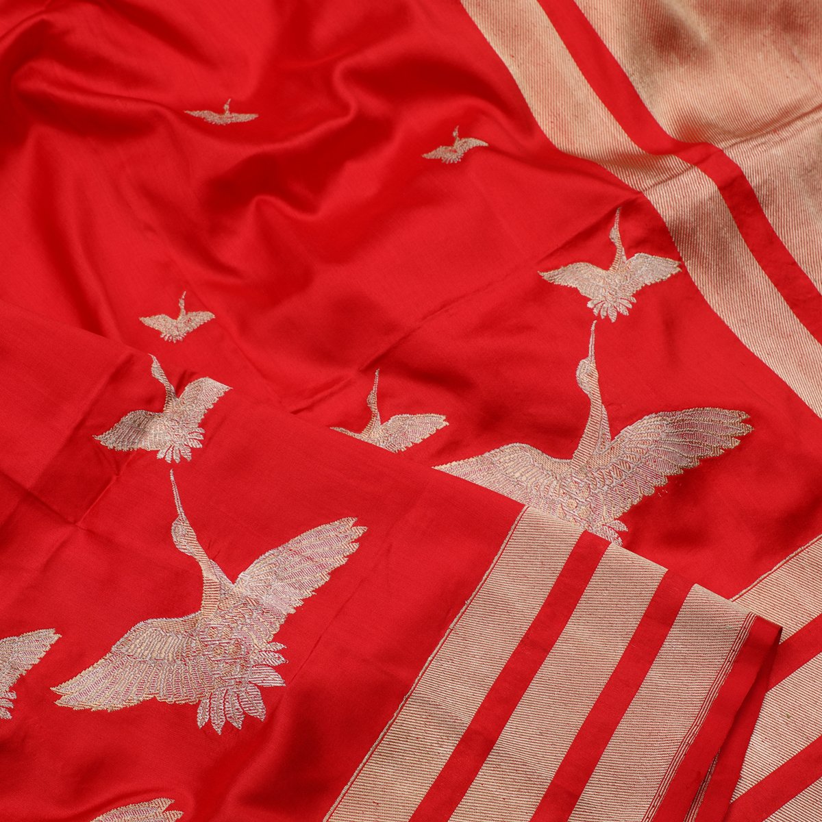 Chilli Red Banarasi Silk Saree - WeaveinIndia