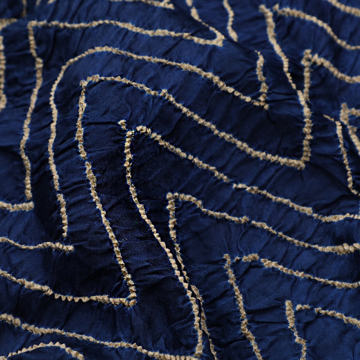 Handwoven Navy blue Gajji silk bandhani Saree- WIIAJB321 137 - WeaveinIndia