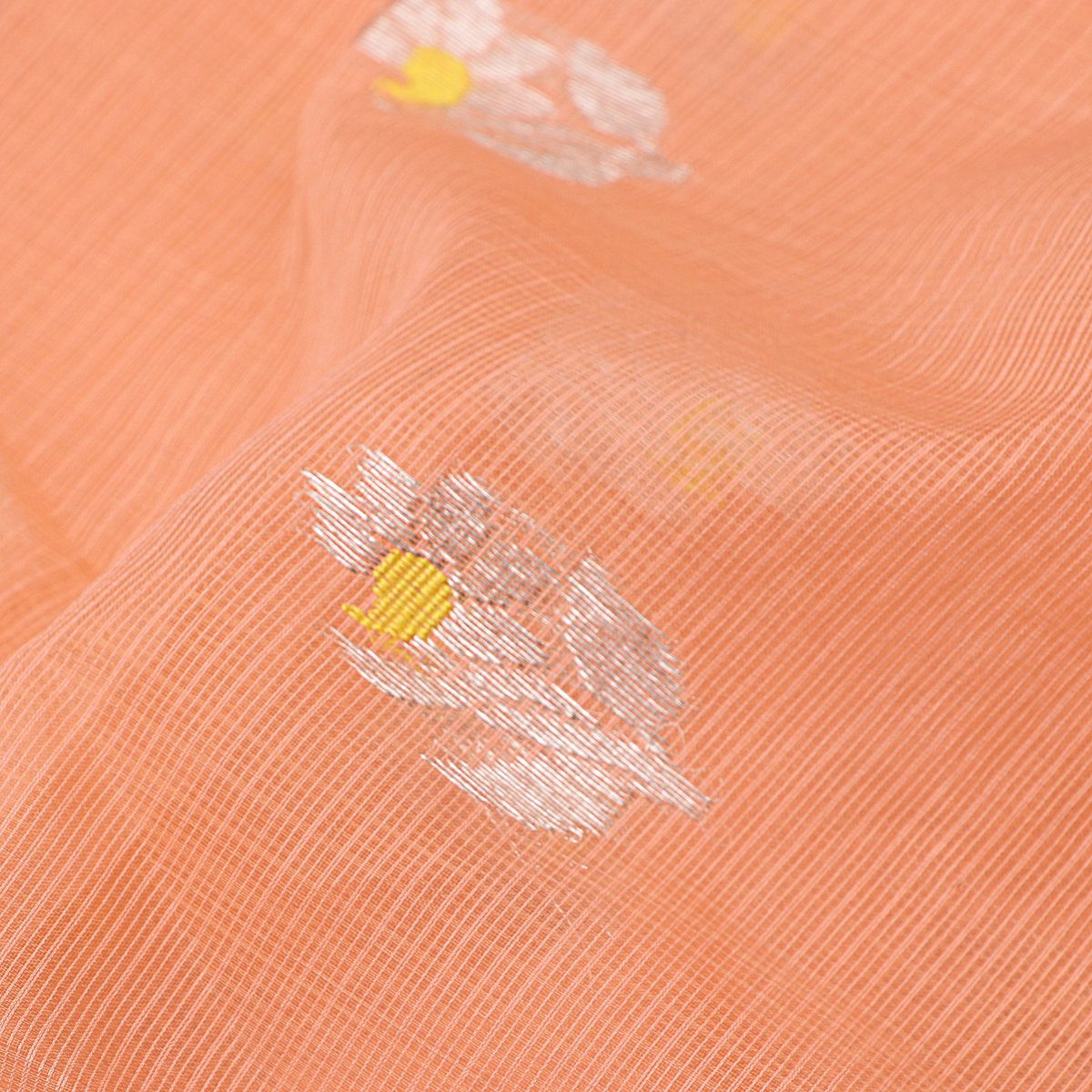 Handwoven Peach Kota Silk Sari-WIINRM023 - WeaveinIndia