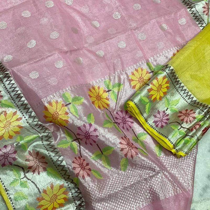 Pink Kota Silk Saree- Pre order - WeaveinIndia