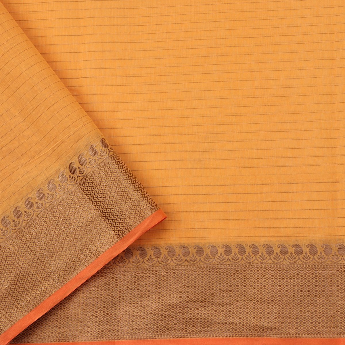 Handwoven Mango Yellow Silk Cotton Chanderi Sari - WIISHNIKARIDNAM0101-5 - Blouse View