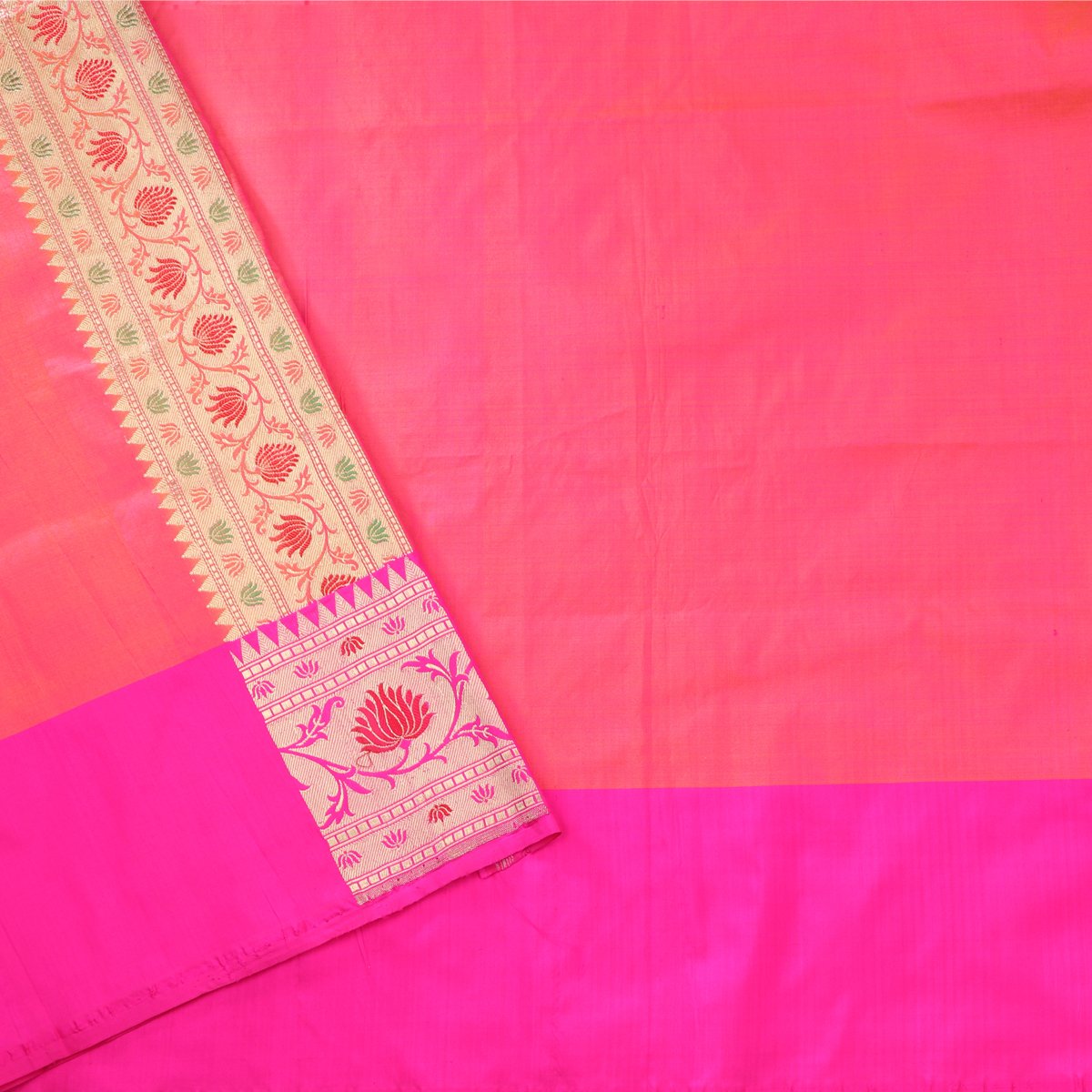 Handwoven Bright Pink Banarasi Silk Sari - WIIBT0051 - Blouse View