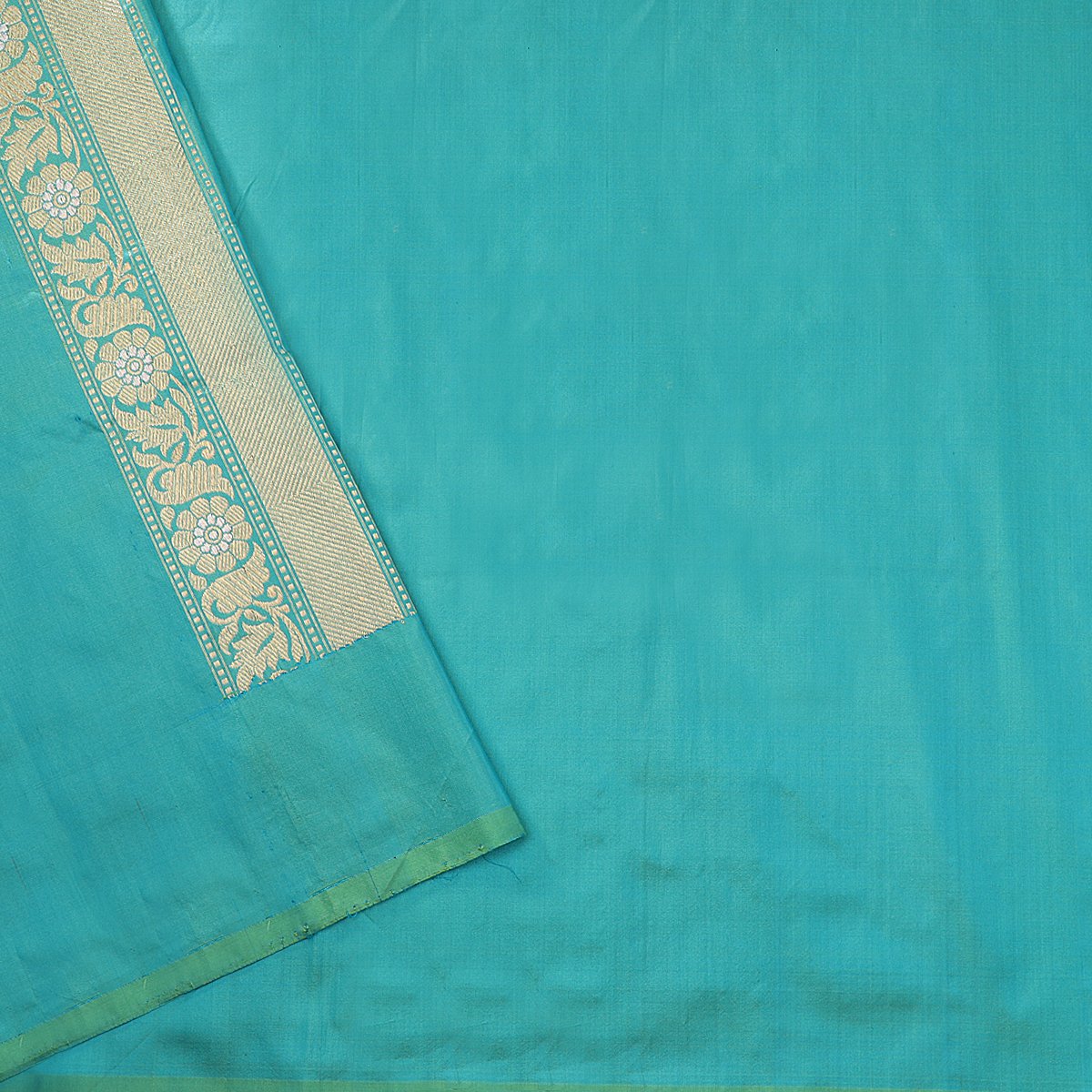 Handwoven Blue-Green Shaded Banarasi Sari - WIIBT0086 - Blouse View