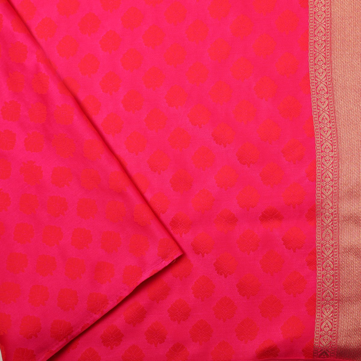 Handwoven Cherry Red Banarasi Silk Sari  - WIISHNIKARIDNAM022 - Blouse View