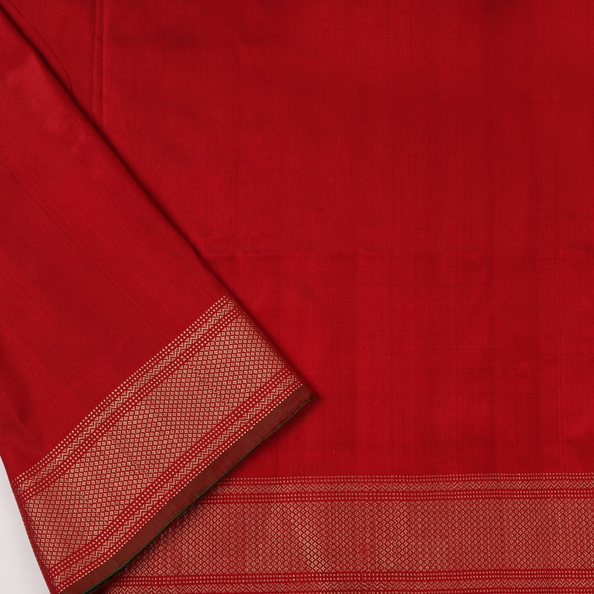 Handwoven Vermilion Red Single Ikat Twill Silk Sari With Kanjivaram Border-WIIGS033 - Blouse View
