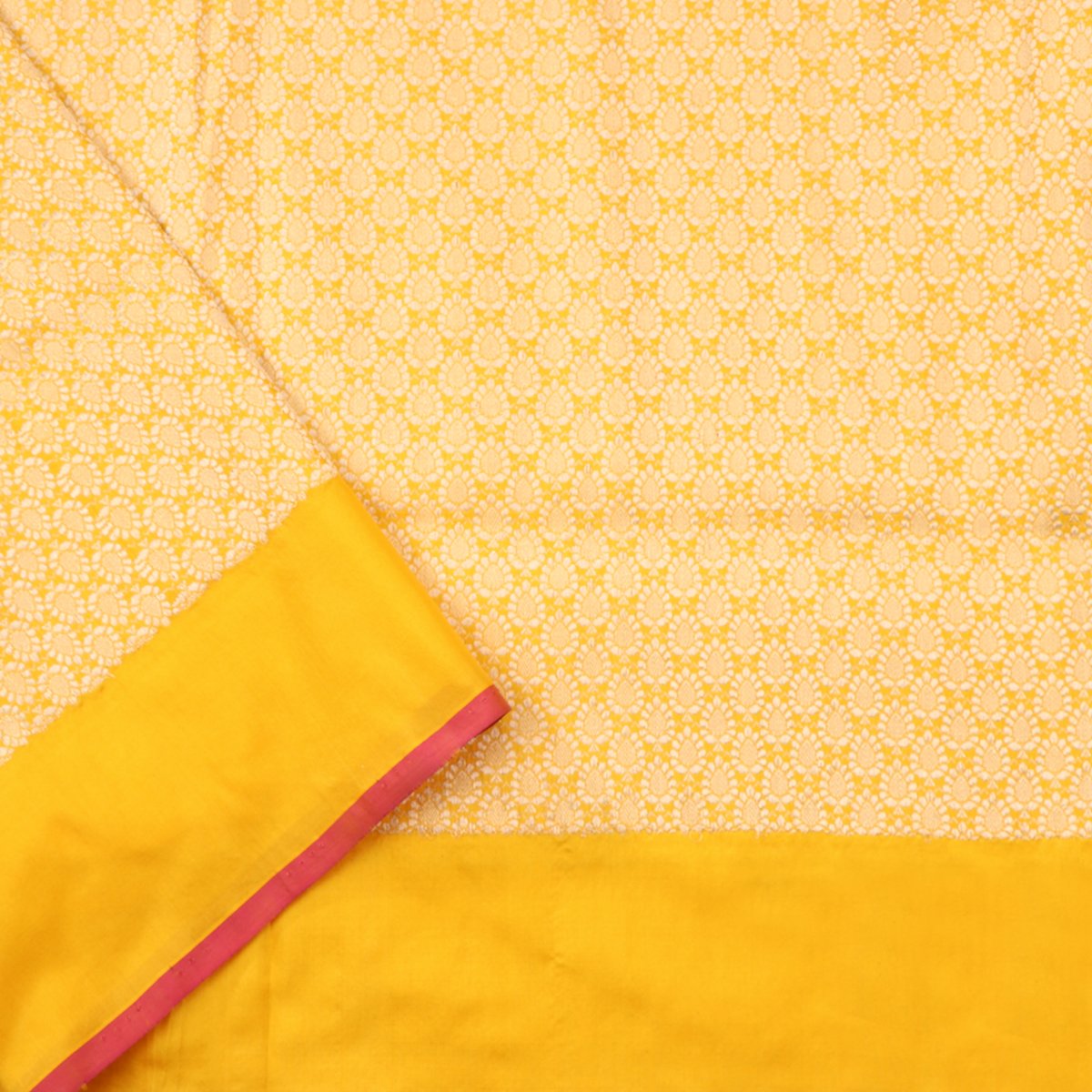 Handwoven Sunshine Yellow Banarasi Silk Sari - WIIRJ101 - Blouse View