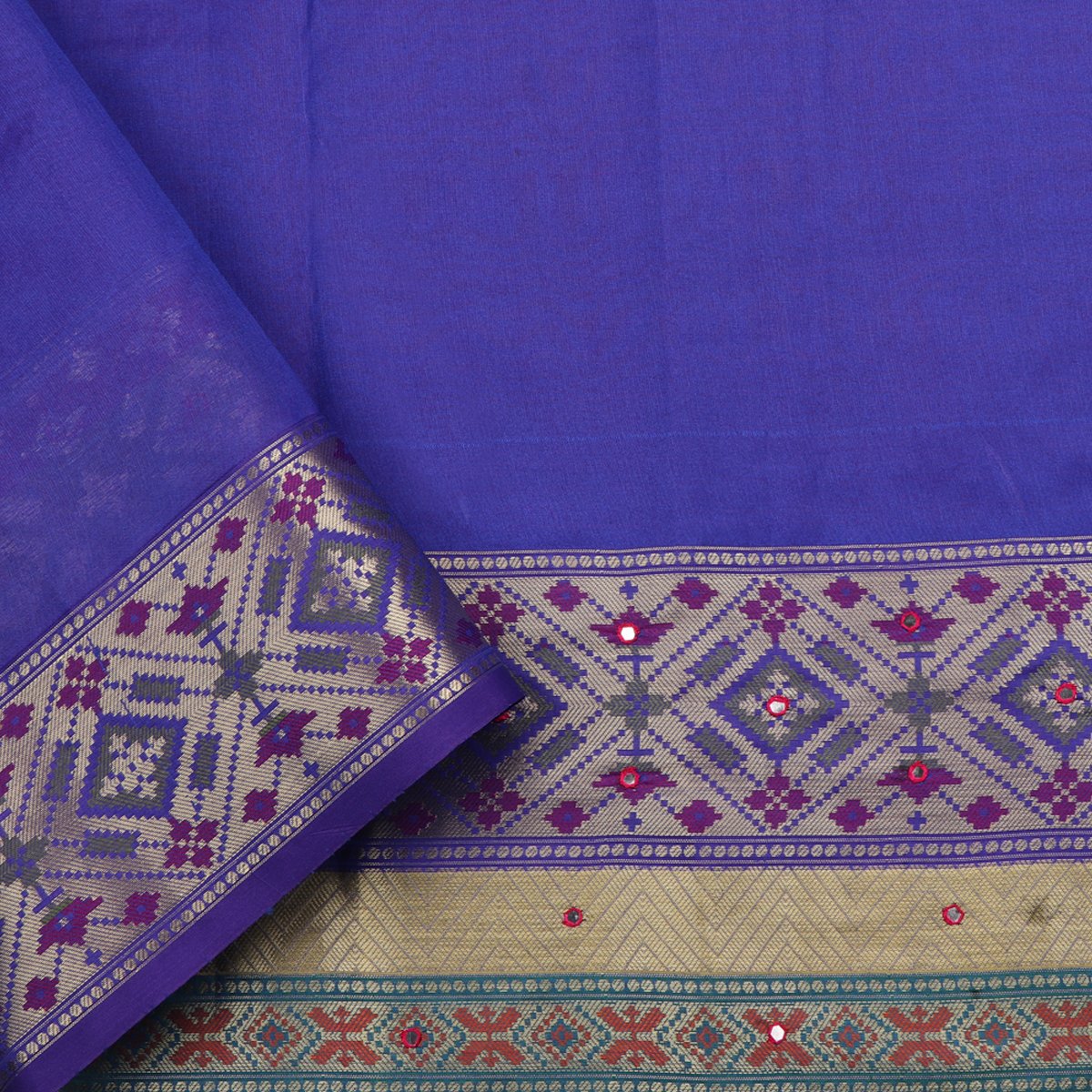 Handwoven Violet Banarasi Patola Silk Sari - WIISHNIKARIDNAM053 - Blouse View