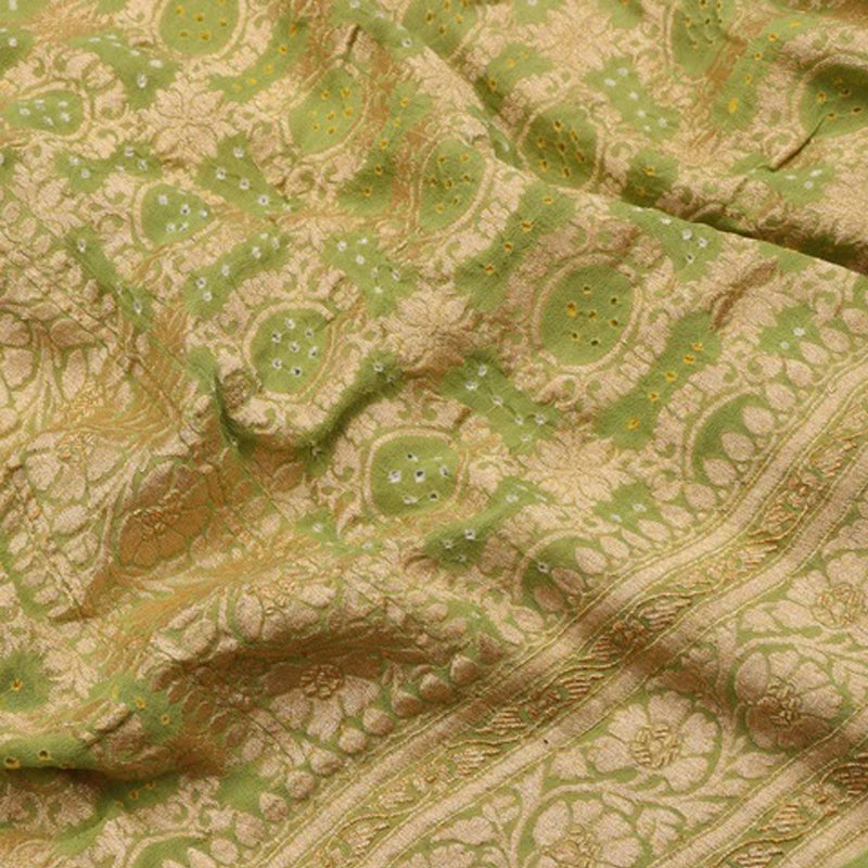 Meadow Green Bandhani Banarasi Georgette Saree