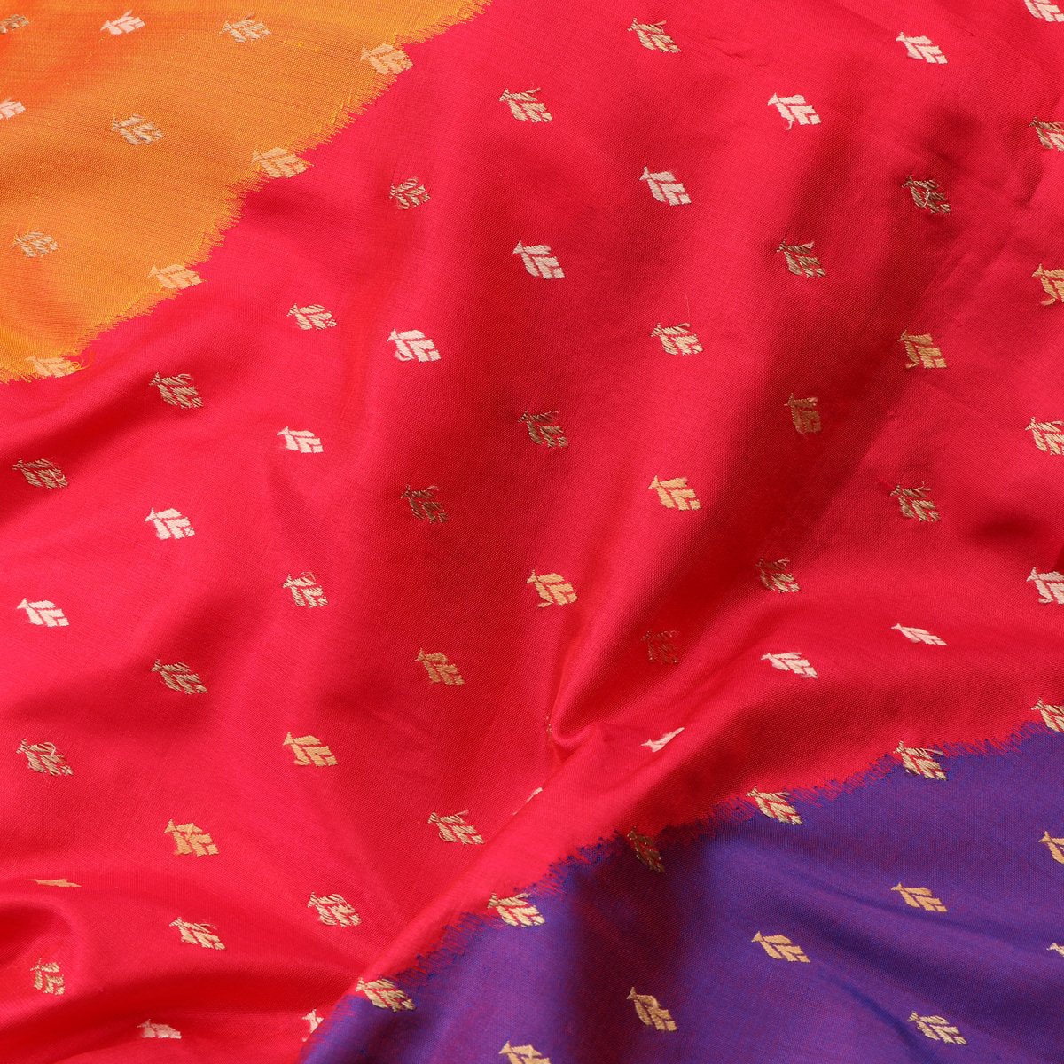 Handwoven Multicolour Banarasi Silk Sari - WIIBT0038 - Fabric View 2