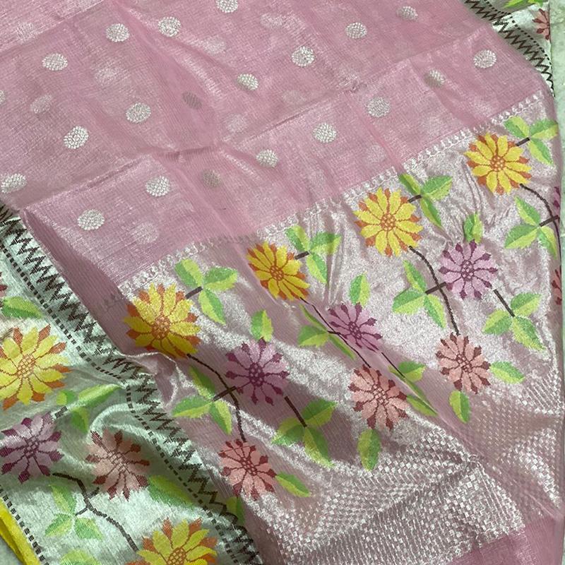 Pink Kota Silk Saree- Pre order - WeaveinIndia