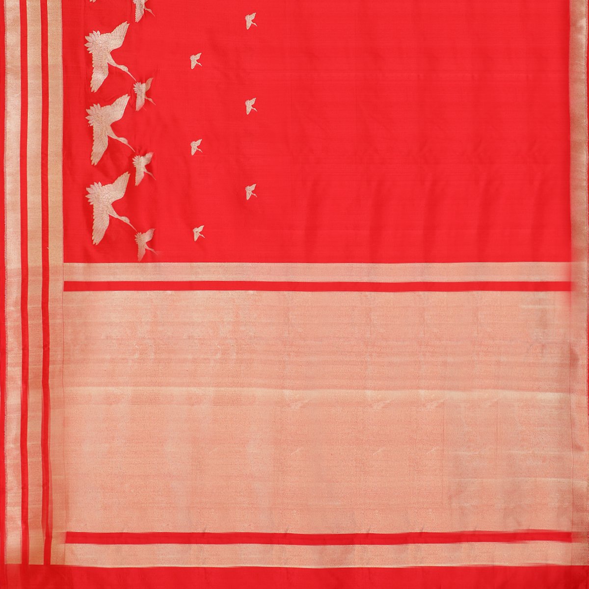 Chilli Red Banarasi Silk Saree - WeaveinIndia